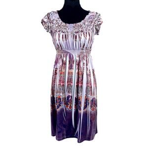 Unity World Wear vtg y2k boho coquette hippie summer milkmaid mini dress m/l